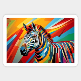 Zebra Animal Portrait Colorful Painting Magnet